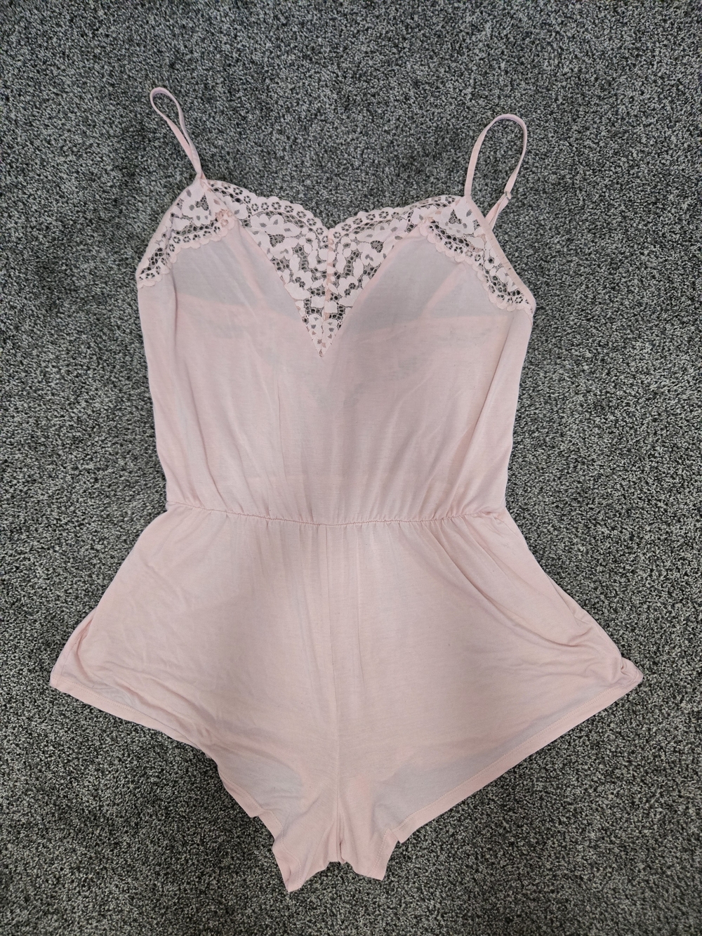 Victoria's Secret Pale Pink Lace-Trim Romper